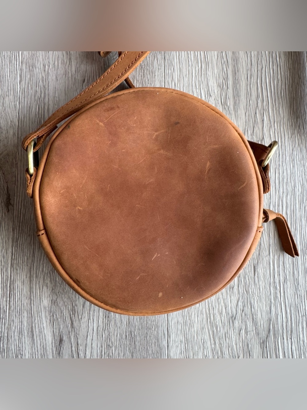Portland Leather Circle Crossbody Brown Small - Picture 9 of 12